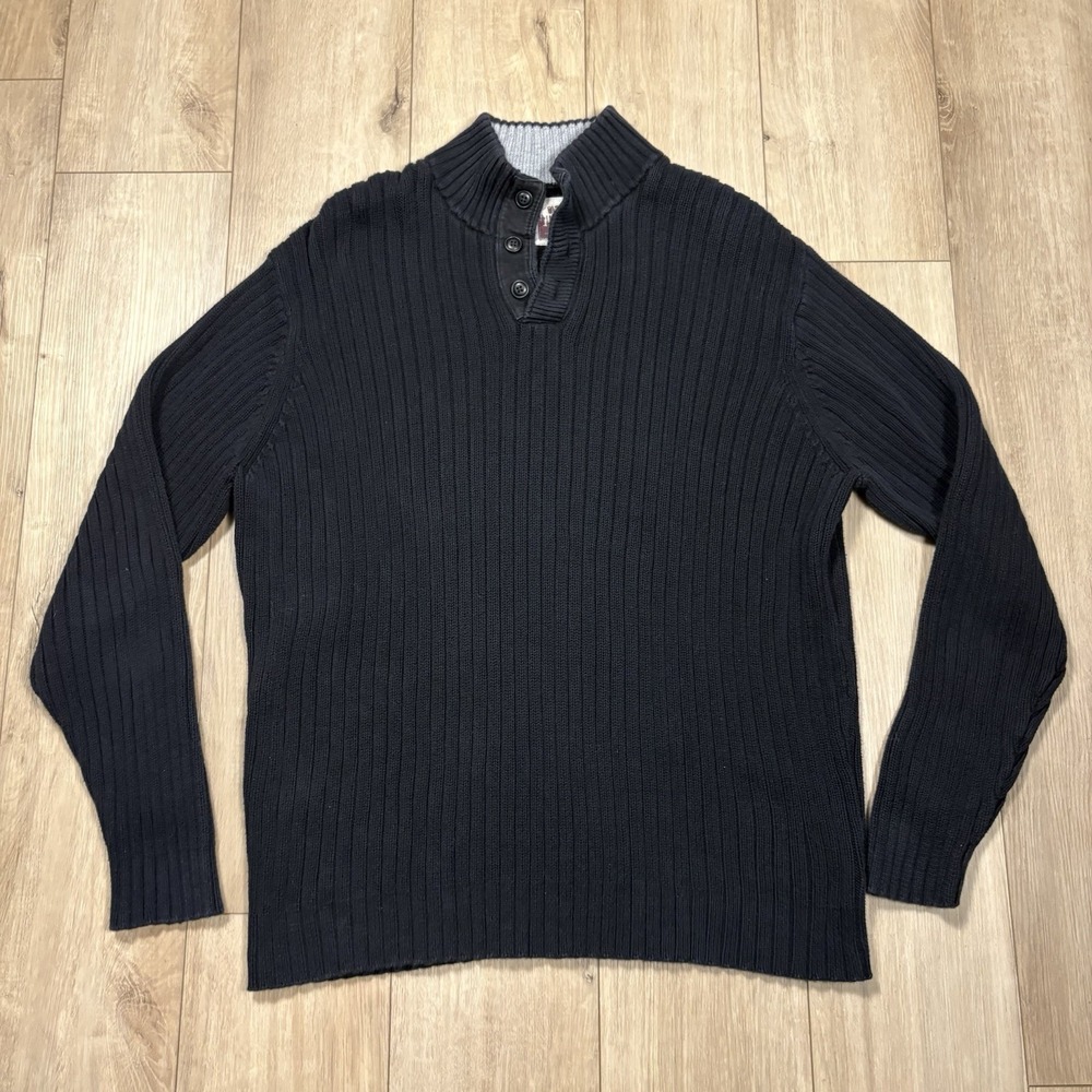 Old Navy‎ Mens Ribbed Knit Sweater XXL Henley Classic Retro Preppy Grunge Y2K